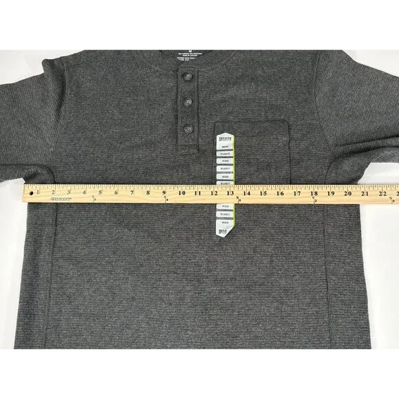 NWT Duluth Trading Co. Burly Thermal Relaxed Fit Henley Men’s M Charcoal Grey - Picture 13 of 15
